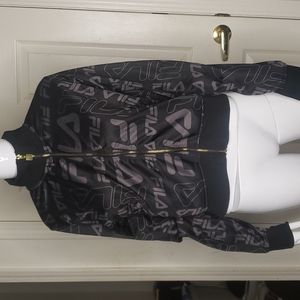 Fila Gray & Black Zip Up Top Size Large